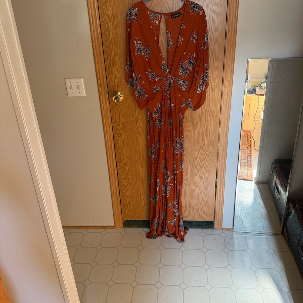 Showpo Floral Rust Maxi Dress